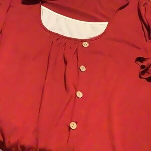 Red Button-Down Women's Top